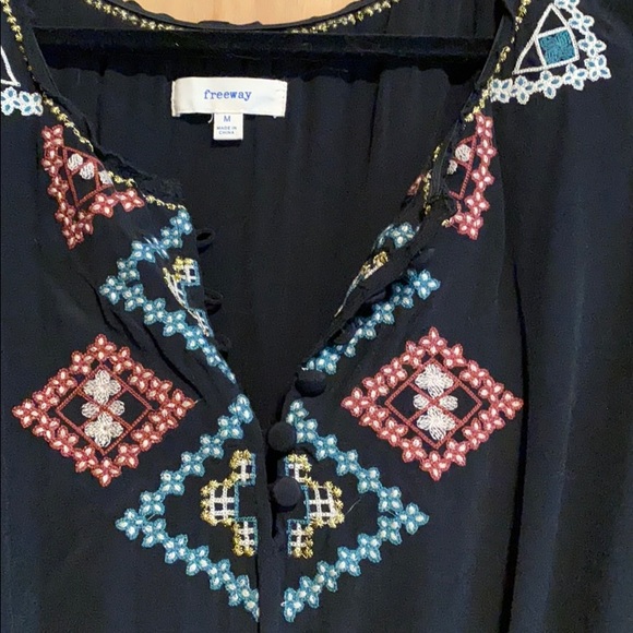 Freeway black romper with embroidery Aztec print - Picture 2 of 8